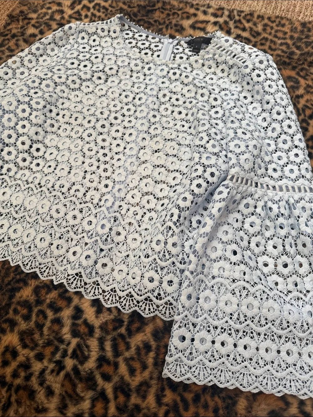 J. Crew Light BLUE Eyelet Crochet Blouse
